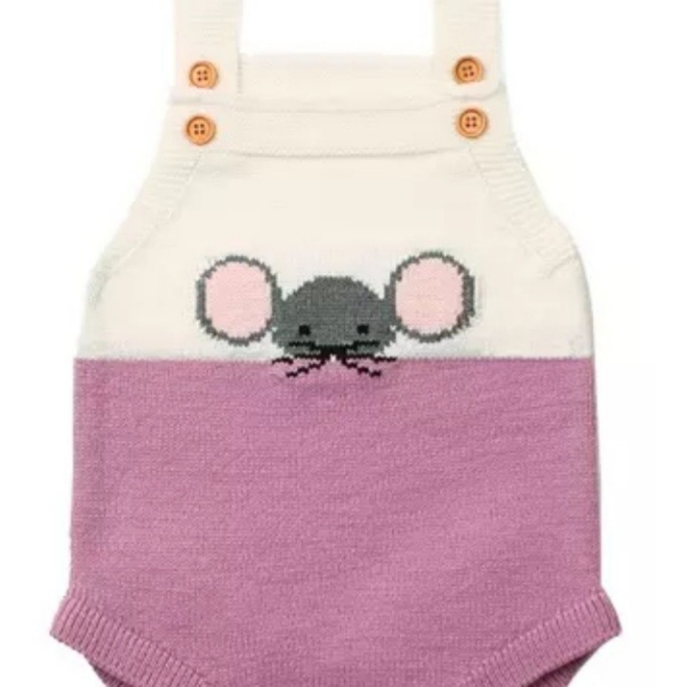 Little Mouse Cotton Romper in Lilac